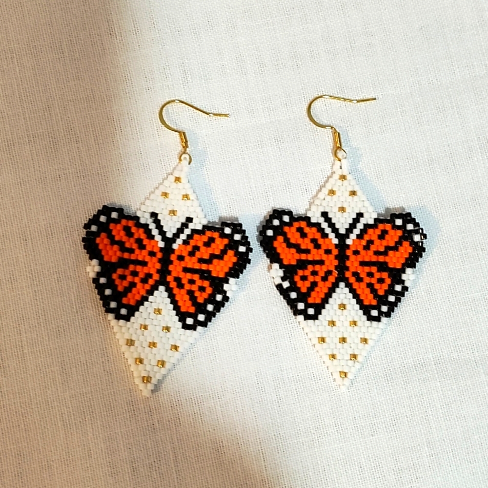Handmade beaded butterfly earrings
